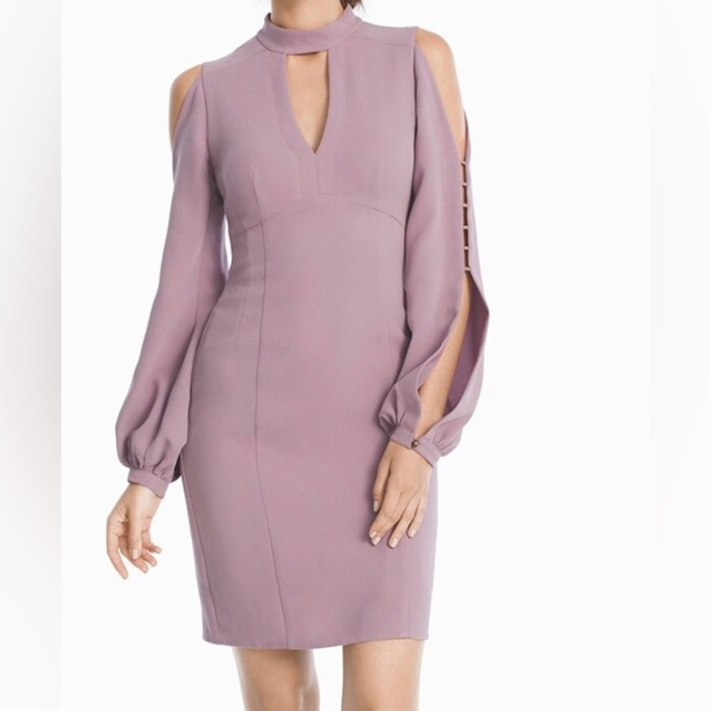 - *New* Nannette Lepore Dita Cold-Shoulder Long Sleeve Sheath cocktail dre…